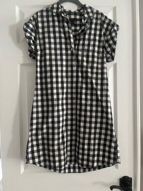 J. Crew Black and White Gingham Shift Dress